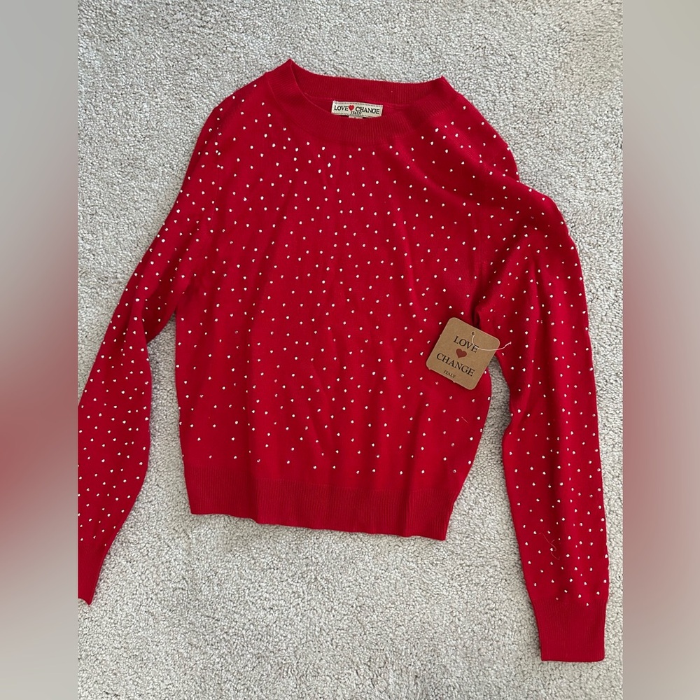 Cozy Women's Red Sweater with White Dots